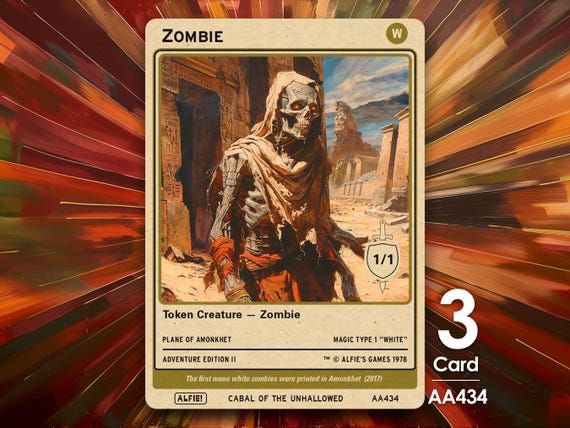 3x Zombie Token 1/1 White - Alfie's Adventure by Alfie - AA434 - Etsy