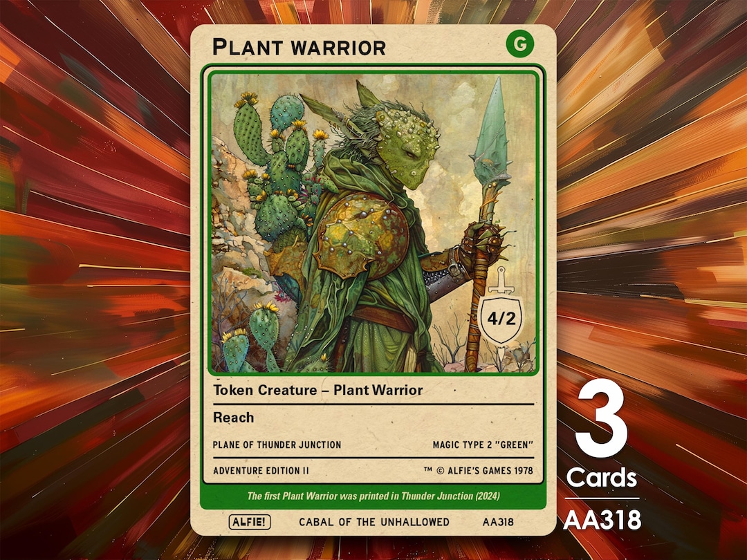 3x Plant Warrior 4/2 MTG Tokens - Alfie's Adventure by Alfie AA318