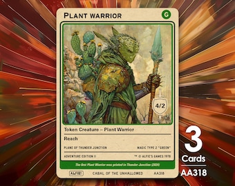 3x Plant Warrior 4/2 MTG Tokens - Alfie's Adventure by Alfie AA318
