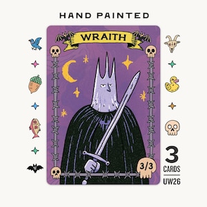 3x Wraith Black 3/3 MTG Token, Alfies, human artist, hand made, human, no ai - UW26