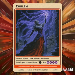 エンブレム 闇の領域のリリアナ MTG トークン - アルフィーの冒険 (Alfie AA485 作)