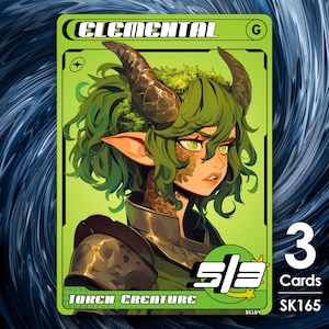 3x Elemental 5/3 Green token voor mtg - Street Clans by Alfie SK165