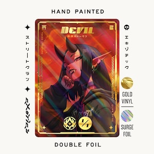 Exotic Devil 1/1 Double Foil Token for MTG - Human hande made no ai - Clan Pyre - Numbered & signed - Street Clans by Alfie