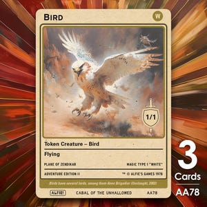 3 jetons MTG oiseau 1/1 - L'aventure d'Alfie par Alfie - AA78