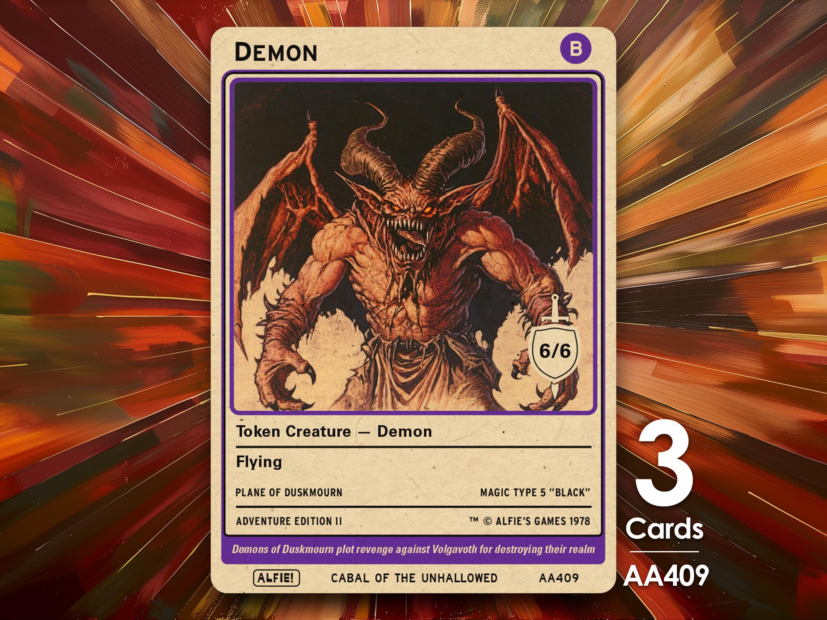 3x Demon Black 6/6 MTG Token - Alfie's Adventure by Alfie AA409 - Etsy