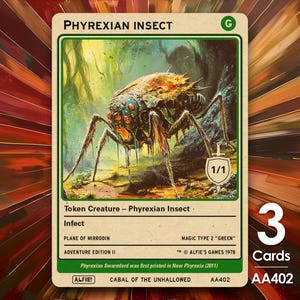 3x Phyrexian Insekt Infekt MTG Token - Alfie's Adventure von Alfie AA402