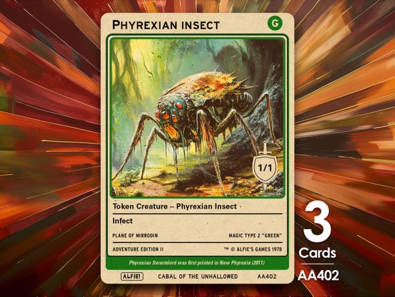 3x Phyrexian Insect Infect MTG Token - Alfie's Adventure by Alfie