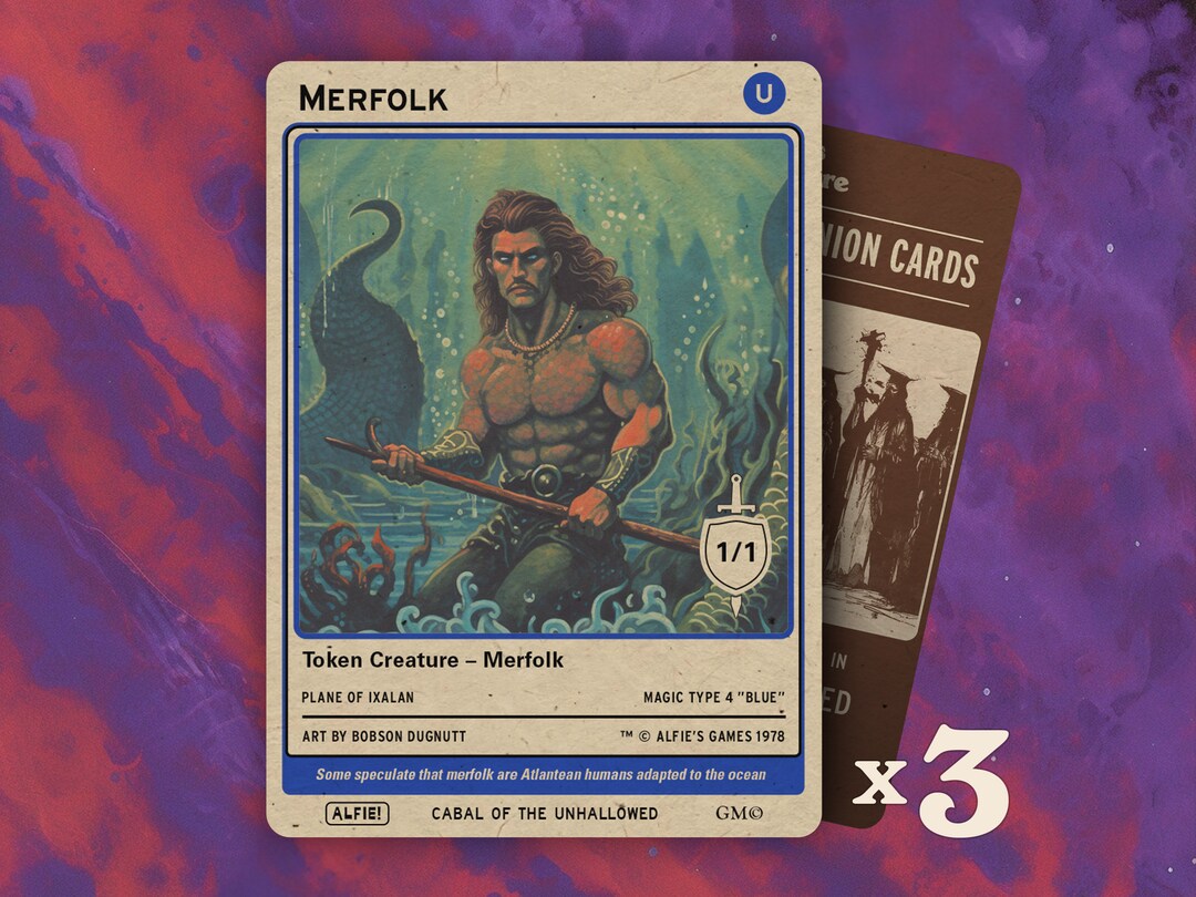 Merfolk 1/1 MTG Tokens X3 Alfie's Adventure AA156 - Etsy