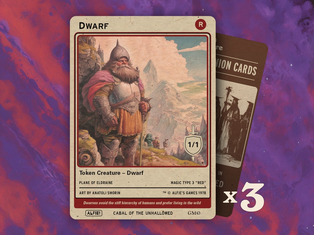 Dwarf 1/1 MTG Tokens X3 Alfie's Adventure AA94 Etsy