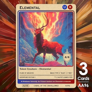 エレメンタル 4/4 青赤 MTG トークン 3枚 - Alfie's Adventure by Alfie AA96