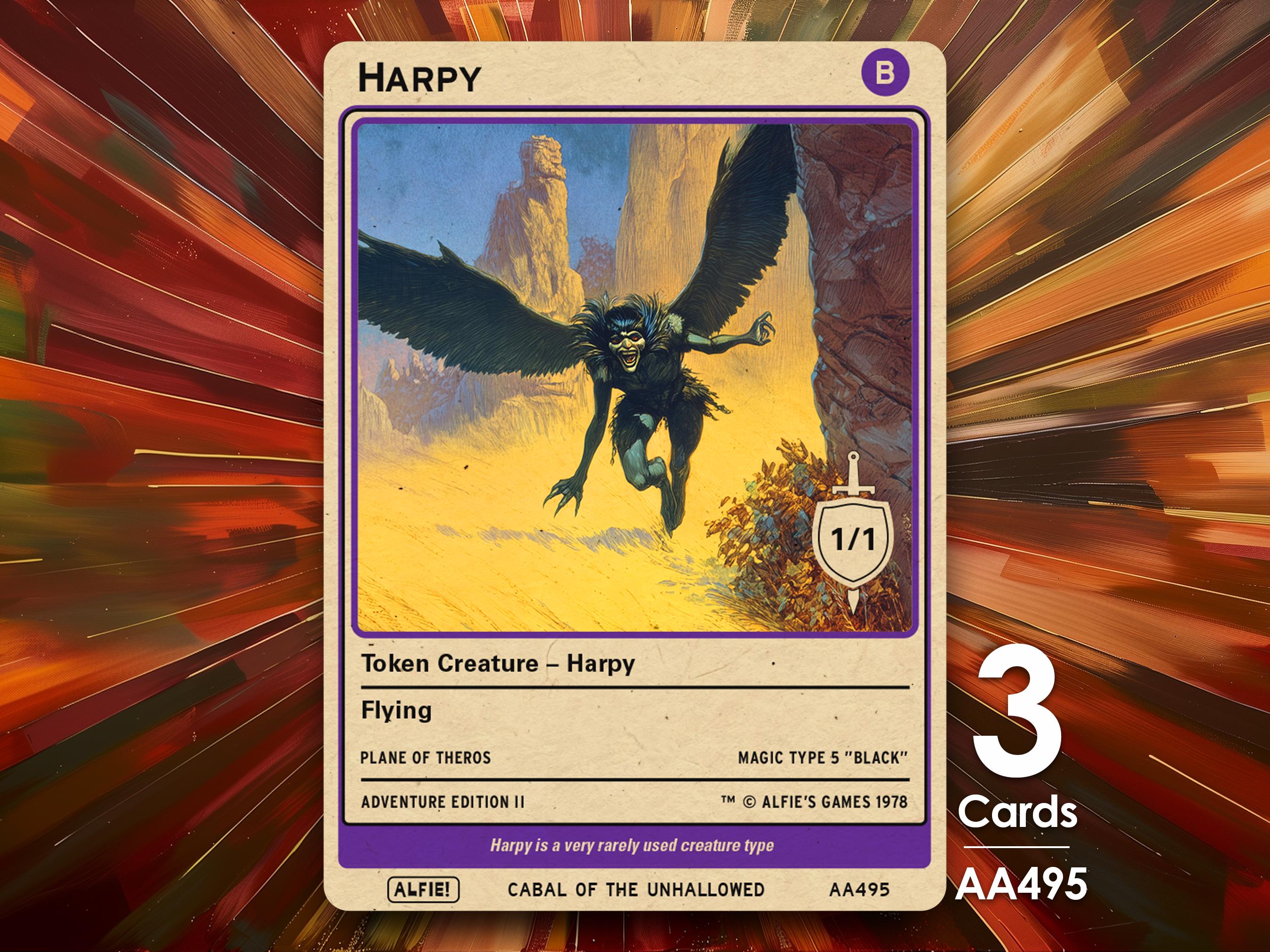 3x Harpy Tokens for MTG - Alfie's Adventure by Alfie AA495 - Etsy