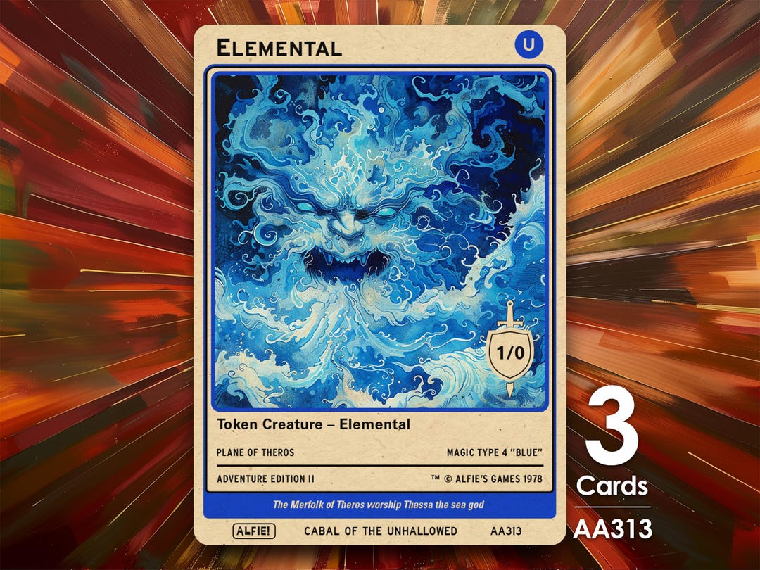 3x Elemental 1/0 Blue MTG Token - Alfie's Adventure by Alfie AA313