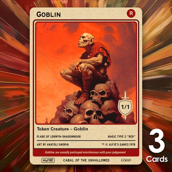 Goblin 1/1 MTG Tokens x3 - Alfie's Adventure - T1 - AA73