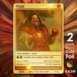 2x Food Gold Foil MTG Token - Alfie's Adventure von Alfie AA34F