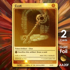 2x Clue Gold Foil MTG Token - Alfie's Adventure von Alfie - AA20F