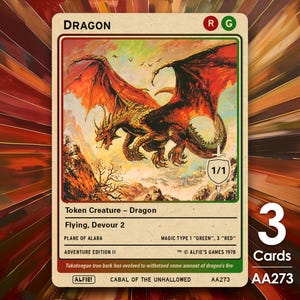3x Dragon Red Green token MTG - Alfie's Adventure van Alfie AA273