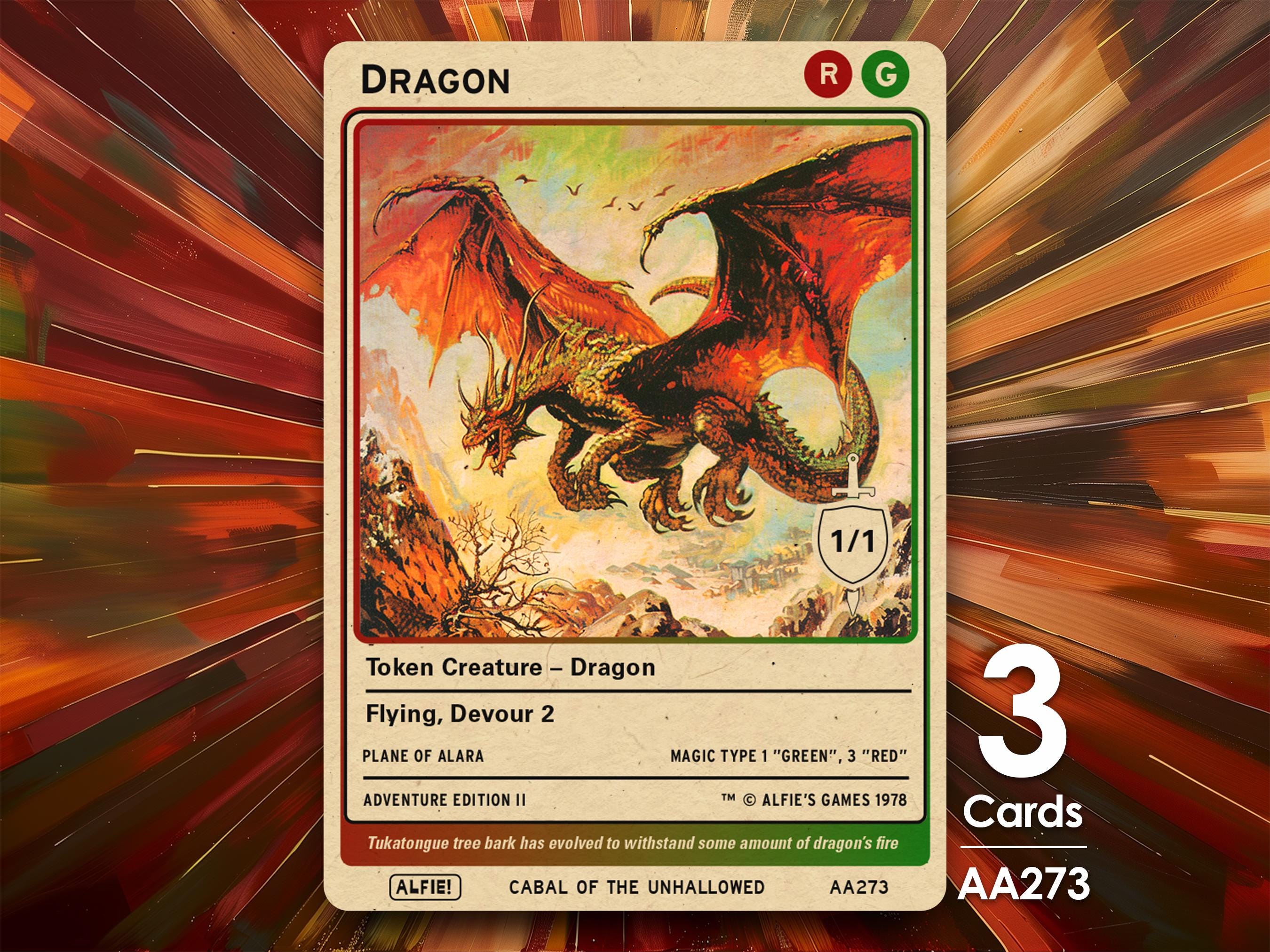 3x Dragon Red Green Token MTG - Alfie's Adventure by Alfie AA273
