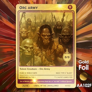 Jeton MTG en feuille d'or de l'armée orc - L'aventure d'Alfie par Alfie AA102F
