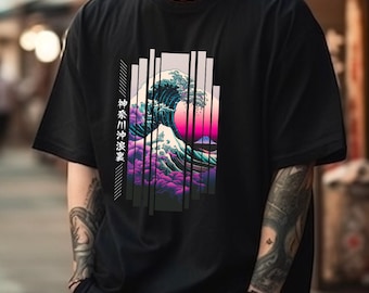 Tokyo Retrowave Oversized Streetwear T-Shirt - Vintage Hokusai tshirt, Y2K tshirt, retrowave tshirt, Harajuku t-shirt