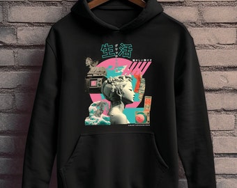 Vaporwave hoodie, streetwear hoodie, japanese streetwear hoodie, retrowave hoodie, oversized hoodie, japanese oversized sweatshirt, Y2K