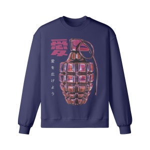 Y2K Streetwear Sweater, Japanese Harajuku Style Navy
