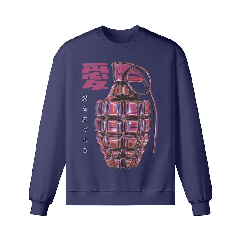 Y2K Streetwear Sweater, Japanese Harajuku Style Navy