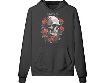 Streetwear Japanese Skull Hoodie, Oversized Y2K Sweater