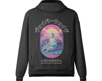 Japanese Streetwear Hoodie, Vaporwave Hoodie, Y2K Sweatshirt, Turtle Neck Retrowave Sweater, Vintage Aesthetic, 80's