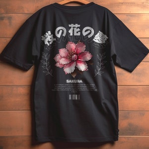 Japan oversized tshirt, flower streetwear tshirt, Y2K shirt, Harajuku shirt, Sakura tshirt, Unisex oversize, kanji tshirt, Sakura shirt