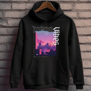 Tokyo Hoodie, oversized japanese hoodie, japan streetwear hoodie, japanese sweatshirt, tokyo streetwear hoodie, graphic unisex hoodie imagen 1