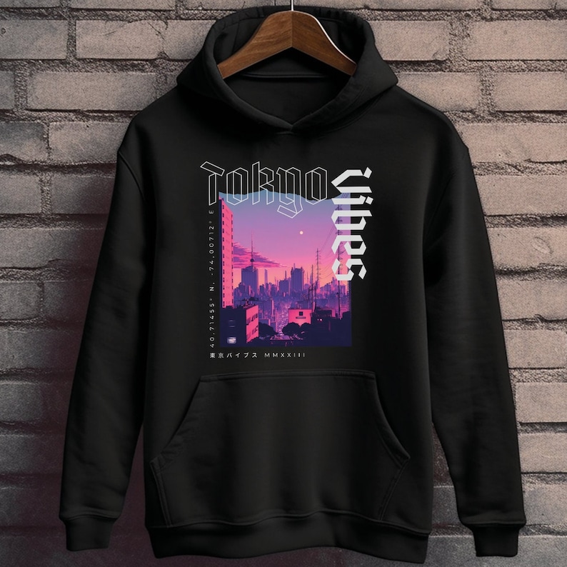 Tokyo Hoodie, oversized japanese hoodie, japan streetwear hoodie, japanese sweatshirt, tokyo streetwear hoodie, graphic unisex hoodie imagen 1