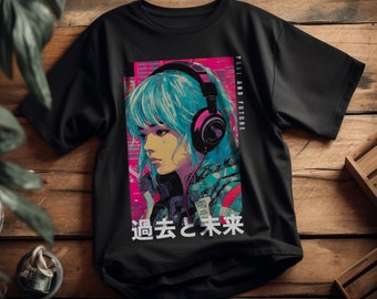 Japanese Oversize Tshirt, anime girl tshirt, Japanese Streetwear shirt, Harajuku oversized shirt, Y2K style, aesthetic shirt, manga t-shirt