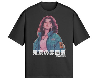 Vaporwave Anime Oversized Tshirt, 90's Anime shirt, Tokyo Harajuku tee, Anime girl shirt, Vintage anime streetwear