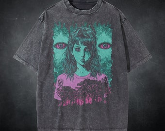 Vintage Oversized Tshirt oversize washed tshirt Harajuku shirt streetwear tshirt hip hop shirt Y2K tshirt, oversized washed tshirt horror