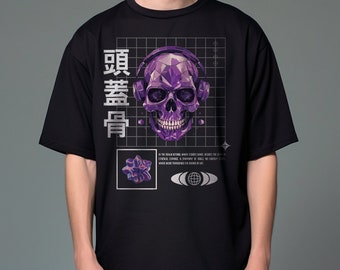 T-shirt japonais surdimensionné Y2K, vêtements Y2K, tee-shirt Skull Streetwear, chemise oversize y2k
