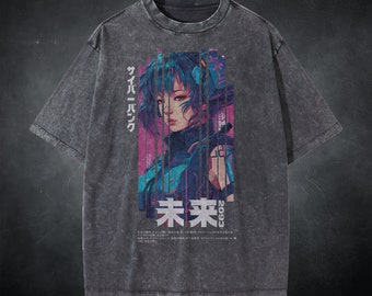 Oversized cyberpunk tshirt, retro anime tshirt, vintage anime shirt, Harajuku cyberpunk shirt, vaporwave anime tshirt, retrowave anime shirt