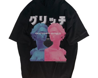Oversized Harajuku Streetwear T-shirt, Vintage Vaporwave Shirt, Japanese Y2K Style