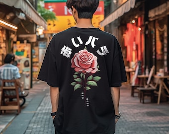 Japanese oversized tshirt, rose tshirt, vsco flower shirt, oversize graphic tshirt, korean tshirt, oversized Y2K tshirt, graphic tshirt