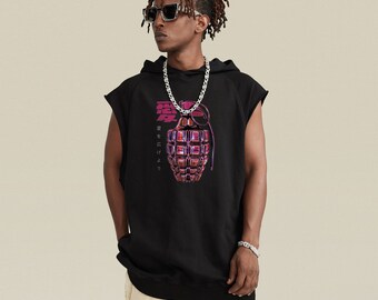 Streetwear tank top, japanese sleeveless hoodie, graphic tank, aesthetic hoodie, Urban top, Y2K hoodie