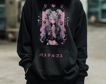 Sweat à capuche Pastel Goth Anime - vintage grunge Harajuku Streetwear