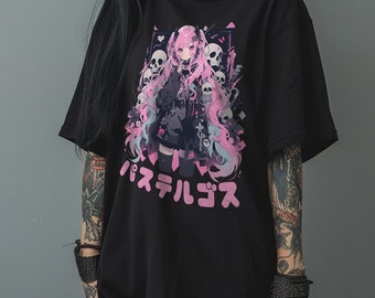 Pastel Goth Anime Oversized Tshirt, Kawaii clothing, Cute Manga Shirt, Harajuku Streetwear