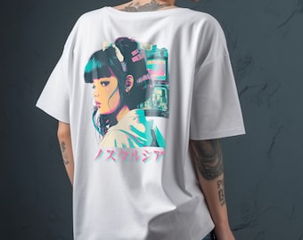 Japanese Oversized T-shirt, Japanese vintage tshirt, Japan Streetwear tshirt, Harajuku shirt, Y2K style, tokyo style, glitch, vaporwave tee