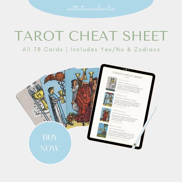 Tarot Cheat Sheet - All 78 Cards with Yes/No Affiliations and Zodiac Signs