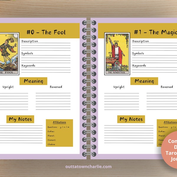 Tarot Study Journal Complete Deck 80 Pages - Learn to Read Tarot