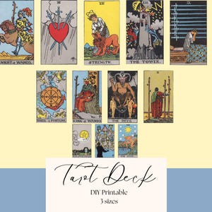 DIY Printable Tarot Deck or Stickers - 3 sizes, Rider-Waite-Smith Plus Cheat Sheets for Easy Readings