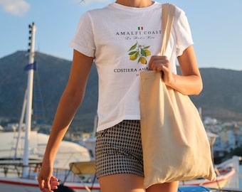Amalfi Coast , Italy , Costiera Amalfitana Italia , Lemon Women's Midweight Cotton Tee , T Shirt
