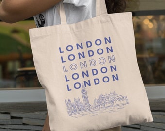 London Cotton Canvas Tote Bag , England , UK , United Kingdom