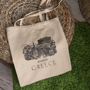 Athens Greece Cotton Canvas Tote Bag, Parthenon , Greek , Historical