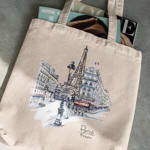 Paris Tragetasche , ästhetische Baumwolle Canvas Tragetasche , Eiffelturm , Französisch , Parisian