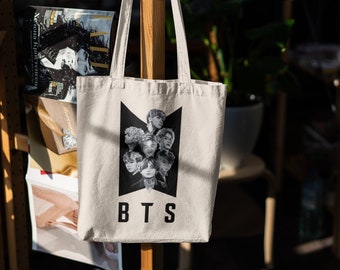 BT Cotton Canvas Tote Bag , V , Jimin , Jungkook , J Hope , RM , Jin , Suga , Boy Band , K POP , Korean Pop